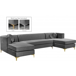 Meridian Furniture Graham 132-inch 3-Piece Velvet Sectional