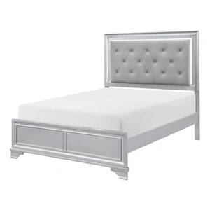 Homelegance Anatole Wood Panel Bedroom Set with LED Lighting, Silver