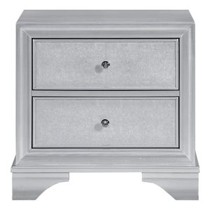 Homelegance Anatole Wood 2-Drawer Night Stand, Silver