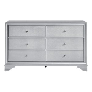 Homelegance Anatole Wood 6-Drawer Double Dresser, Silver