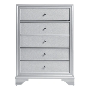 Homelegance Anatole Wood 5-Drawer Chest, Silver