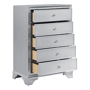 Homelegance Anatole Wood 5-Drawer Chest, Silver