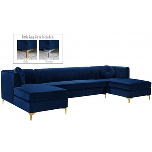 Meridian Furniture Graham 132-inch 3-Piece Velvet Sectional
