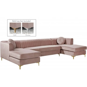 Meridian Furniture Graham 132-inch 3-Piece Velvet Sectional