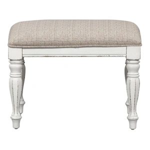 Liberty Furniture Magnolia Manor Wood/Fabroc Chenille Accent Bench, Antique White & Taupe