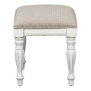 Liberty Furniture Magnolia Manor Wood/Fabroc Chenille Accent Bench, Antique White & Taupe