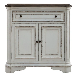 Liberty Furniture Magnolia Manor Wood Accent Cabinet w/Drawer & 2 Doors, Antique White & Weathered Bark