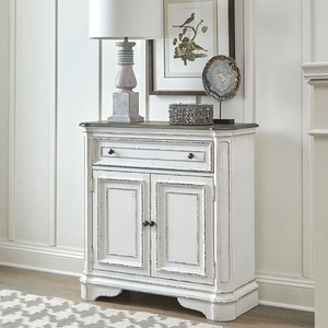 Liberty Furniture Magnolia Manor Wood Accent Cabinet w/Drawer & 2 Doors, Antique White & Weathered Bark