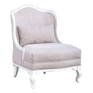 Liberty Furniture Magnolia Manor Textered Linen/Wood Accent Chair, Antique White & Taupe
