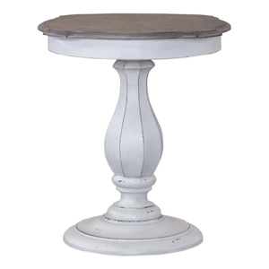 Liberty Furniture Magnolia Manor Round Wood Accent Table, Antique White & Weathered Bark