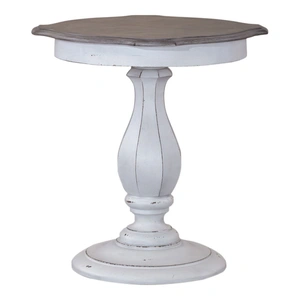 Liberty Furniture Magnolia Manor Round Wood Accent Table, Antique White & Weathered Bark