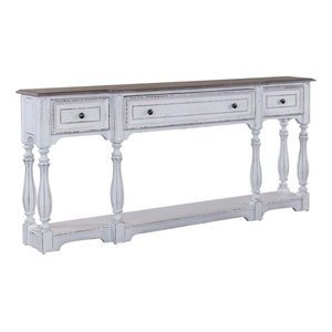 Liberty Furniture Magnolia Manor Irregular Wood 72-Inch Hall Console Table w/3 Drawers, Antique White & Weathered Bark