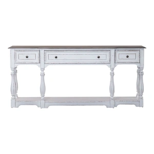 Liberty Furniture Magnolia Manor Irregular Wood 72-Inch Hall Console Table w/3 Drawers, Antique White & Weathered Bark