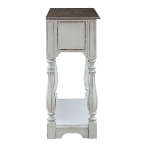 Liberty Furniture Magnolia Manor Rectangular Wood Hall Console w/2 Drawers, Antique White & Weathered Bark