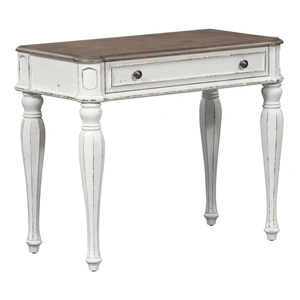 Liberty Furniture Magnolia Manor Rectangular Wood Accent Desk w/Drawer, Antique White & Weathered Bark
