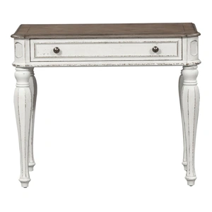 Liberty Furniture Magnolia Manor Rectangular Wood Accent Desk w/Drawer, Antique White & Weathered Bark