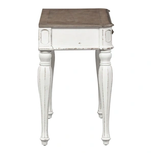 Liberty Furniture Magnolia Manor Rectangular Wood Accent Desk w/Drawer, Antique White & Weathered Bark