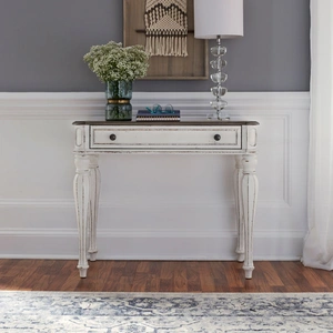 Liberty Furniture Magnolia Manor Rectangular Wood Accent Desk w/Drawer, Antique White & Weathered Bark