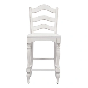 Liberty Furniture Magnolia Manor Wood Ladder Back Counter Chair in Antique White & Weathered Bark