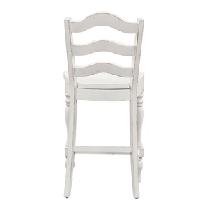 Liberty Furniture Magnolia Manor Wood Ladder Back Counter Chair in Antique White & Weathered Bark