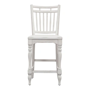 Liberty Furniture Magnolia Manor Spindle Wood Back Counter Chair, Antique White & Weathered Bark