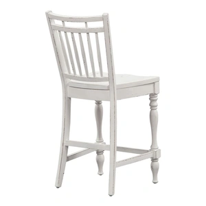 Liberty Furniture Magnolia Manor Spindle Wood Back Counter Chair, Antique White & Weathered Bark