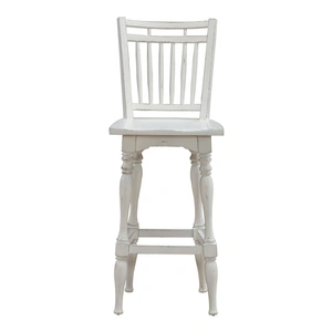 Liberty Furniture Magnolia Manor Spindle Wood Back Swivel Bar Stool, Antique White & Weathered Bark