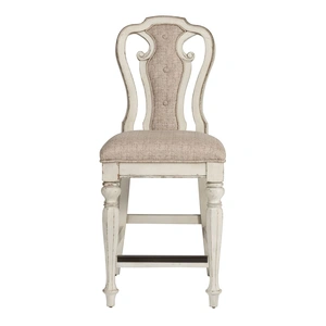 Liberty Furniture Magnolia Manor Tweed/Wood Chenille Counter Height Chair, Antique White & Ivory