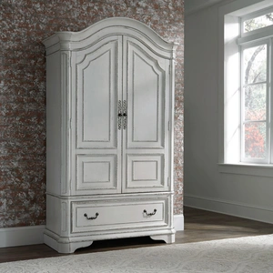 Liberty Furniture Magnolia Manor Wood Armoire w/2 Doors & Drawer, Antique White & Weathered Bark