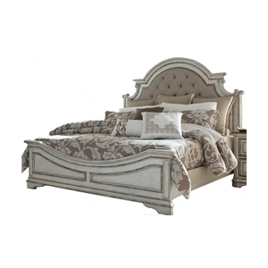 Liberty Furniture SM Magnolia Manor Fabric Upholstered Panel Bedroom Set, Antique White