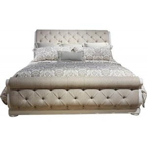Liberty Furniture SM Magnolia Manor Fabric Upholstered Sleigh Bedroom Set, Antique White