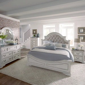 Liberty Furniture Magnolia Manor Antique White Upholstered Bedroom Set | Liberty, Antique White & Taupe