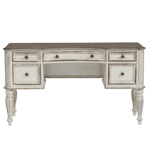Liberty Furniture Magnolia Manor Rectangular Wood 3-Piece 5-Drawer Vanity Set, Antique White/Weathered Bark