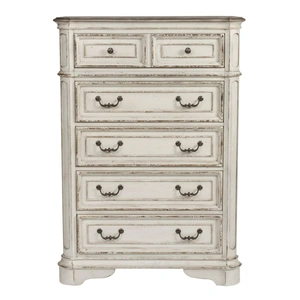 Liberty Furniture Magnolia Manor Wood Chest w/5 Drawers, Antique White & Weathered Bark