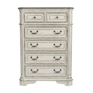 Liberty Furniture SM Magnolia Manor Fabric Upholstered Panel Bedroom Set, Antique White