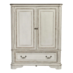 Liberty Furniture Magnolia Manor Wood Chest w/2 Doors & Drawer, Antique White & Weathered Bark
