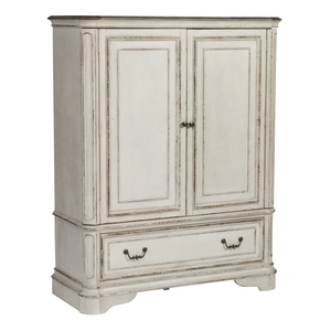 Liberty Furniture Magnolia Manor Wood Chest w/2 Doors & Drawer, Antique White & Weathered Bark