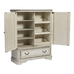 Liberty Furniture Magnolia Manor Wood Chest w/2 Doors & Drawer, Antique White & Weathered Bark