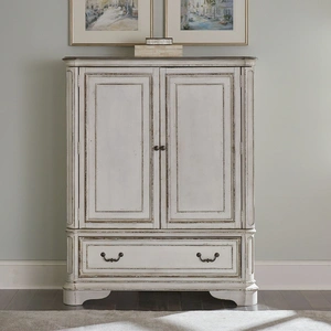 Liberty Furniture Magnolia Manor Wood Chest w/2 Doors & Drawer, Antique White & Weathered Bark
