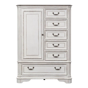 Liberty Furniture Magnolia Manor Wood Master Chest w/6 Drawers & Door, Antique White & Weathered Bark