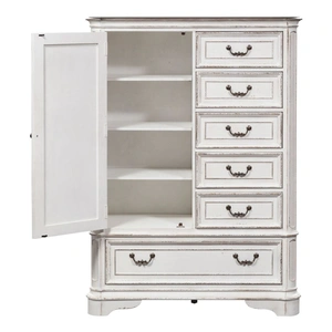 Liberty Furniture Magnolia Manor Wood Master Chest w/6 Drawers & Door, Antique White & Weathered Bark