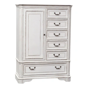 Liberty Furniture Magnolia Manor Wood Master Chest w/6 Drawers & Door, Antique White & Weathered Bark