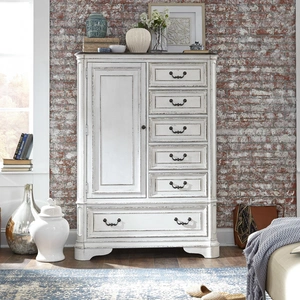 Liberty Furniture Magnolia Manor Wood Master Chest w/6 Drawers & Door, Antique White & Weathered Bark