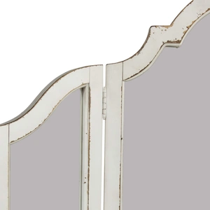 Liberty Furniture Magnolia Manor Wood Vanity Tri-Folding Mirror, Antique White/Weathered Bark