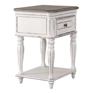Liberty Furniture Magnolia Manor Wood Nightstand w/Drawer, Antique White & Weathered Bark