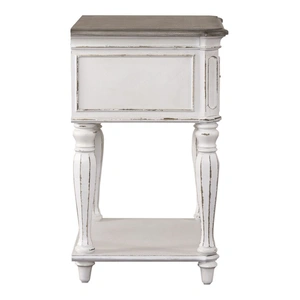Liberty Furniture Magnolia Manor Wood Nightstand w/Drawer, Antique White & Weathered Bark