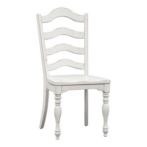 Liberty Furniture Magnolia Manor Wood Ladder Back Side Chair, Antique White & Weathered Bark (Set of 2)