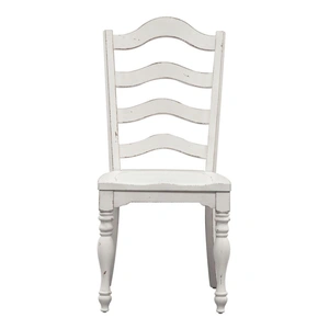 Liberty Furniture Magnolia Manor Wood Ladder Back Side Chair, Antique White & Weathered Bark (Set of 2)