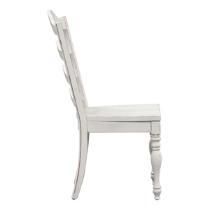 Liberty Furniture Magnolia Manor Wood Ladder Back Side Chair, Antique White & Weathered Bark (Set of 2)