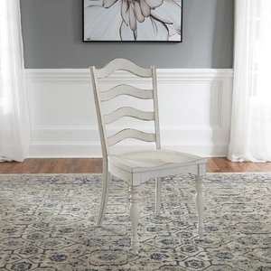Liberty Furniture Magnolia Manor Wood Ladder Back Side Chair, Antique White & Weathered Bark (Set of 2)